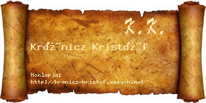Kránicz Kristóf névjegykártya