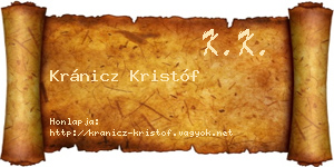 Kránicz Kristóf névjegykártya
